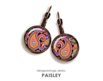 PAISLEY Ohrstecker rund Ohrringe Paisley Ohrstecker Muster Ohrstecker bunt Ohrstecker individuell Ohrring Paisleymuster Cabochonohrringe