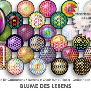 30 digitale Cabochonvorlagen BLUME DES LEBENS Cabochon Vorlagen digital Download Buttonvorlagen Schmuckbilder Cabochons Buttons Collage