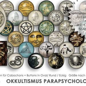 OKKULTISMUS Parapsychologie Ouija 30 digitale Cabochonvorlagen digital Download Buttonvorlagen Schmuckbilder Cabochons Buttons Collage