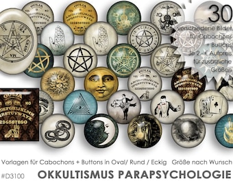 OKKULTISMUS Parapsychologie Ouija 30 digitale Cabochonvorlagen digital Download Buttonvorlagen Schmuckbilder Cabochons Buttons Collage