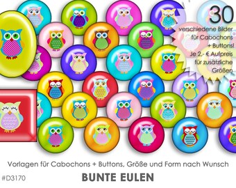 EULEN 30 Cabochonvorlagen Cabochon Vorlagen digital Download Buttonvorlagen Bilder für Schmuck Cabochon Buttons Cabochon template Collage