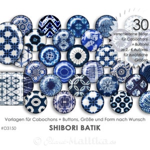 SHIBORI BATIK 30 digitale Cabochonvorlagen Cabochon Vorlagen digital Download Buttonvorlagen Schmuckbilder Buttons template Collage Bild 1