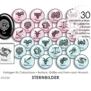 Sternbilder 24 digitale Cabochonvorlagen Cabochon Vorlagen digital Download Buttonvorlagen Schmuckbilder Cabochons Buttons template Collage