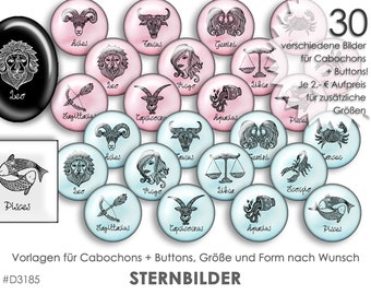 Sternbilder 24 digitale Cabochonvorlagen Cabochon Vorlagen digital Download Buttonvorlagen Schmuckbilder Cabochons Buttons template Collage