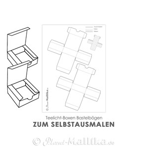 Kleine weiße Schachteln zum Selbstbemalen oder bekleben digital DIY Teelicht-Botschaften Verpackung Selbstausdruck Bastelbogen Geschenk
