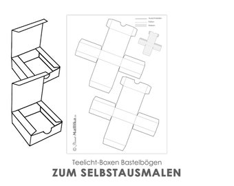 Kleine weiße Schachteln zum Selbstbemalen oder bekleben digital DIY Teelicht-Botschaften Verpackung Selbstausdruck Bastelbogen Geschenk