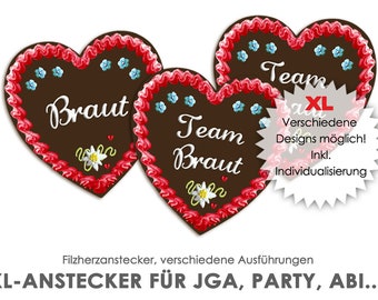 JGA Pin Bachelor Party JGA Gingerbread Heart Bride Bride Groom Team Buttons Felt Plug Felt Heart Customizable 8 x 8 cm