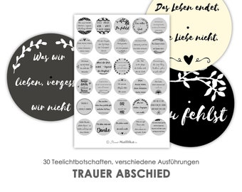 MOURNING PARTICIPATION tealight - messages tealight templates images for tealights digital file for self-printing