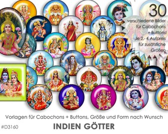 INDIA Gods 30 modèles de cabochon modèles de cabochon modèles de boutons de téléchargement numérique images pour boutons de bijoux collage de modèles de cabochon