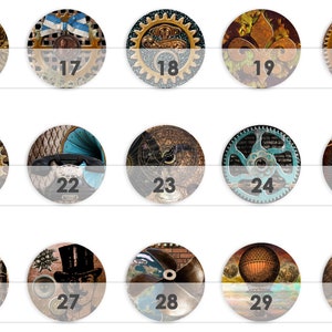 STEAMPUNK 30 Cabochon Templates Cabochon Templates Digital Download Button Templates Pictures for Jewelry Buttons Cabochon template Collage image 5