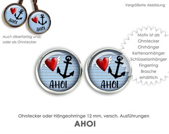 AHOI Ohrringe Ohrstecker Hängeohrringe Brisuren Ohrschmuck OHRSTECKER Kettenanhänger Schlüsselanhänger Ring Brosche Schmuck Anker Herz