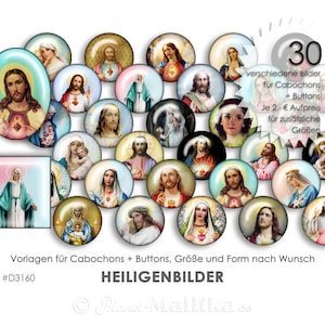 HEILIGE Jesus Maria 30 Cabochonvorlagen Cabochon Vorlagen digital Download Buttonvorlagen Bilder Schmuck Buttons Cabochon template Collage