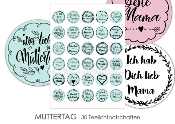 Muttertag Tealight Messages Tealight Templates For Etsy