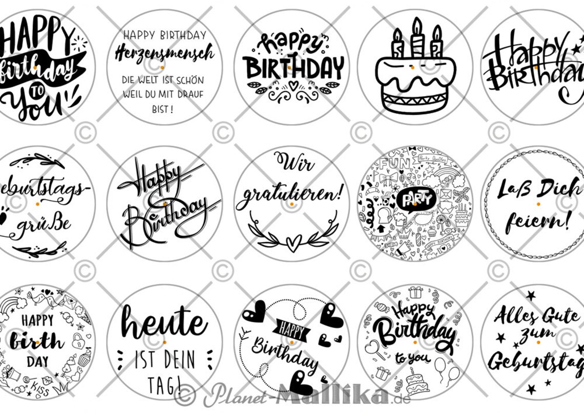 GEBURTSTAG Teelicht Botschaften Teelicht Vorlagen Bilder für  Etsy
