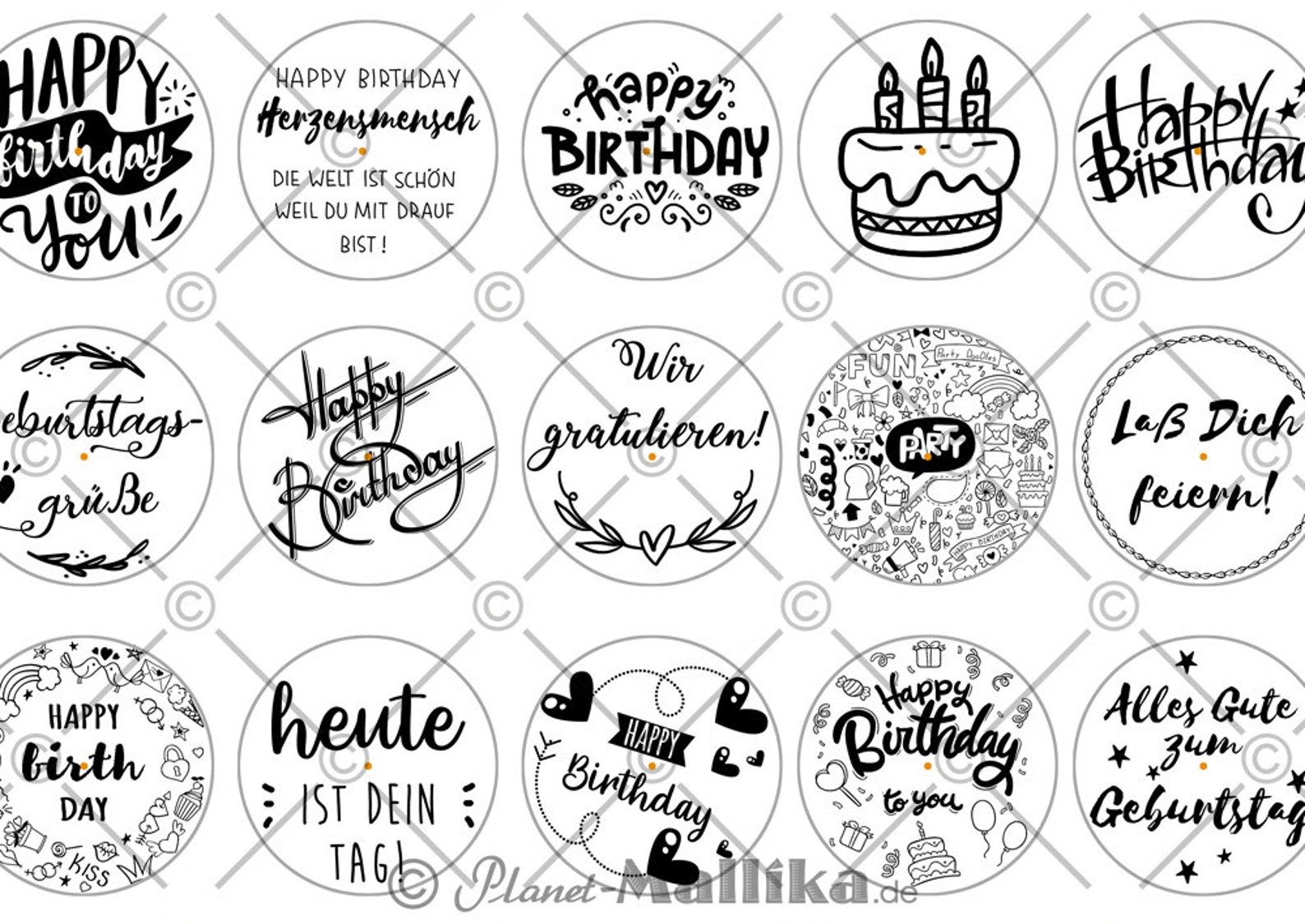 GEBURTSTAG Teelicht Botschaften Teelicht Vorlagen Bilder für Etsy