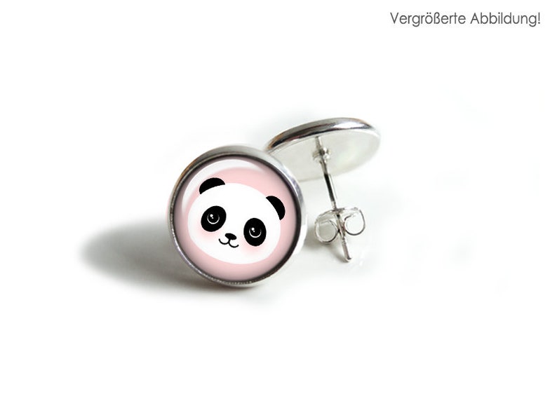 Ohrstecker PANDA Ohrringe Hängeohrringe Ohrstecker Ohrhänger Brisuren Ohrschmuck Ohrringe Pandabär Cabochonohrstecker Panda Bild 3