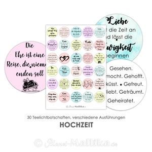 HOCHZEIT Teelicht - Sprüche, Zitate und Botschaften zur Heirat Teelicht Vorlagen Bilder für Teelichter digitale Datei zum Selbstausdrucken
