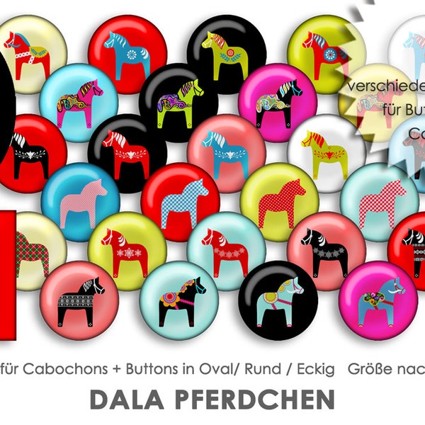 DALAPFERD 30 Cabochonvorlagen Cabochon Vorlagen digital Download Buttonvorlagen Bilder für Schmuck Buttons Cabochon template Collage