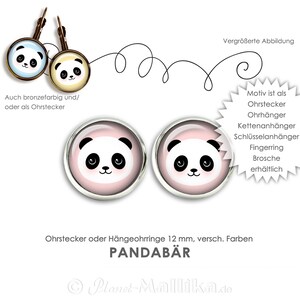 Ohrstecker PANDA Ohrringe Hängeohrringe Ohrstecker Ohrhänger Brisuren Ohrschmuck Ohrringe Pandabär Cabochonohrstecker Panda Bild 1