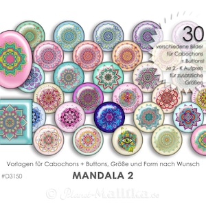 MANDALA 30 digitale Cabochonvorlagen Cabochon Vorlagen digital Download Buttonvorlagen Schmuckbilder Cabochons Buttons template Collage