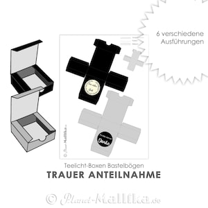 TRAUER ANTEILNAHME 6 verschiedene Schachteln Box digital DIY Teelicht-Botschaften Verpackung Teelicht Selbstausdruck Bastelbogen basteln