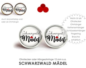 Pendientes de botón BLACK FOREST GIRLS Pendientes Pendientes de botón Pendientes de gota Pendientes de cierre de palanca Joyas para las orejas EAR STUDS Pendientes de botón de color plata Pendientes de botón Selva Negra