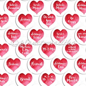 Cabochon templates HEART customizable image 2