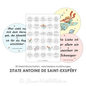 ZITATE von Antoine De Saint-Exupéry - Botschaften Teelicht Vorlagen Bilder für Teelichter digitale Datei zum Selbstausdrucken