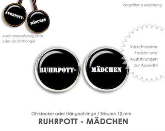 RUHRPOTT MÄDCHEN Ohrstecker Ohrringe Hängeohrringe Ohrstecker Ohrhänger Brisuren Ohrschmuck Ruhrpott silberfarben OHRSTECKER Ruhrgebiet