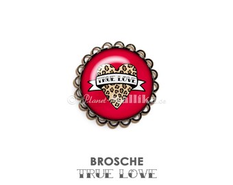 True Love Cabochon Brooch, Brooch, Pin with Cabochon Heart, Brooch with Cabochon, Wild Heart
