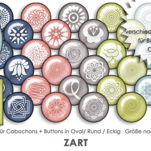 ZART Muster 30 Cabochonvorlagen Cabochon Vorlagen digital Download Buttonvorlagen Bilder für Schmuck Buttons Cabochon template Collage Bild 1