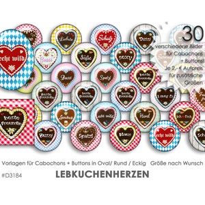 GINGERBREAD HEARTS 30 cabochon templates cabochon templates digital download button templates images for jewelry cabochon buttons template collage image 1