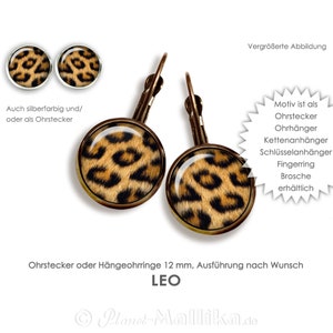 Ear studs LEO earrings Ear studs Hanging earrings Leverback earrings Ear jewelry EAR STUD Cabochon jewelry Animal fur Animal print Leopard Tiger wild image 1