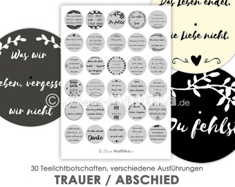 MOURNING SYMPATHY Tealight - Messages Tealight Templates Images for Tealights Digital File for Self-printing
