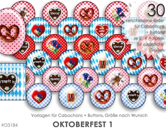 OKTOBERFEST Cabochonvorlagen Cabochon Vorlagen Schmuckbilder Collagebogen template digitale Bilder für Cabochons Buttonvorlagen