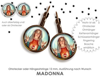 MADONNA Ohrringe Ohrstecker Hängeohrringe Brisuren Ohrschmuck OHRSTECKER Cabochonohrring Bilderohrringe Ohrhänger mit Cabochon