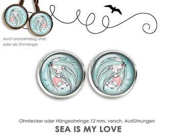 Ohrringe Ohrstecker Hängeohrringe Brisuren Ohrschmuck Stecker Türkis Herz SEA is MY LOVE Ohrstecker einzigartig Ohrstecker silber bronze