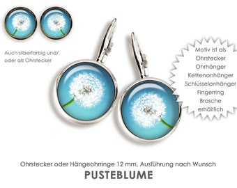 PUSTEBLUME Ohrringe Ohrstecker Hängeohrringe Brisuren Ohrschmuck OHRSTECKER Cabochonschmuck Fingerring Kettenanhänger Schlüsselanhänger