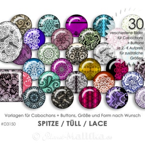 SPITZE LACE 30 Cabochonvorlagen Cabochon Vorlagen digital Download Buttonvorlagen Bilder für Schmuck Buttons Cabochon template Collage Bild 1