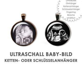 ULTRASOUND Baby picture necklace pendant keyring earrings photo ultrasound image pregnancy personalized according to customer requirements chain
