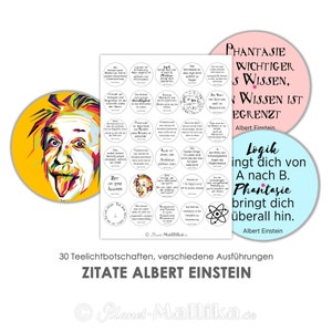ALBERT EINSTEIN Zitate Teelicht - Botschaften Teelicht Vorlagen Bilder für Teelichter digitale Datei zum Selbstausdrucken Glücksteelicht