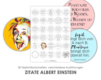 ALBERT EINSTEIN cite tealight - messages modèles de bougies chauffe-plat images pour bougies chauffe-plat fichier numérique pour auto-impression bougie chauffe-plat porte-bonheur