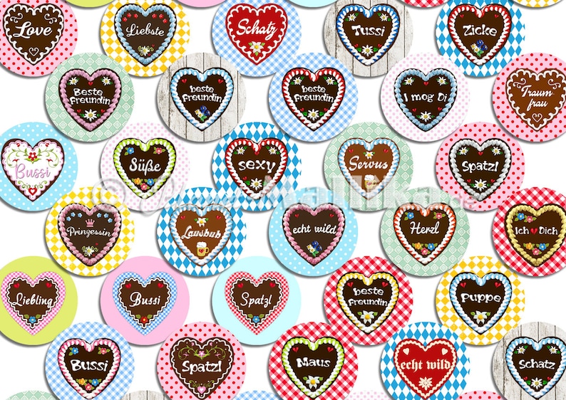 GINGERBREAD HEARTS 30 cabochon templates cabochon templates digital download button templates images for jewelry cabochon buttons template collage image 2