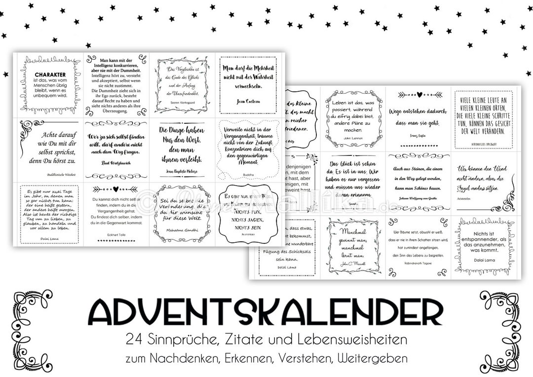 SINNSPRÜCHE Adventskalender Zitate Adventskalender Papier oder Etsy.de