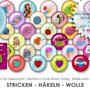 STRICKEN HÄKELN WOLLE 30 digitale Cabochonvorlagen Cabochon Vorlagen digital Buttonvorlagen Bilder für Schmuck Cabochon Buttons Collage