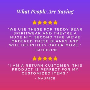 What People Are Saying: Glowing customer reviews highlighting the high-quality, fast shipping, and perfect fit of mini T-shirts for crafting projects.