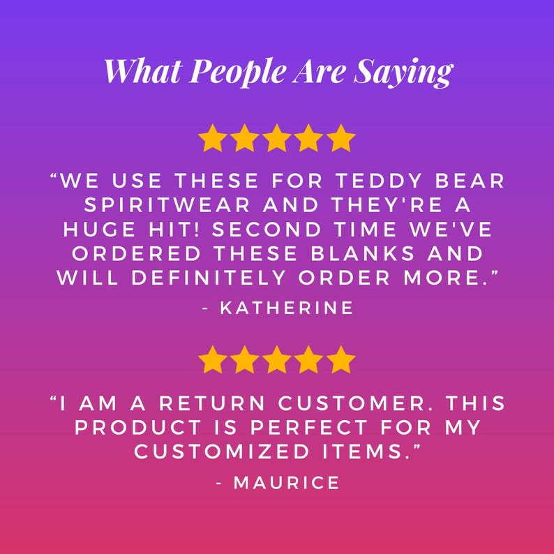 What People Are Saying: Glowing customer reviews highlighting the high-quality, fast shipping, and perfect fit of mini T-shirts for crafting projects.