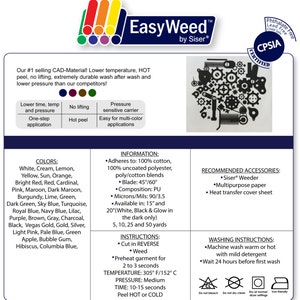 12x 15 / 5-Sheets / Siser EasyWeed HTV Heat Transfer Vinyl image 6