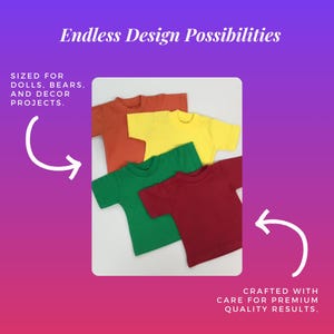 Endless design possibilities with mini T-shirts for dolls and bears. Crafted with premium quality for vibrant DIY projects.