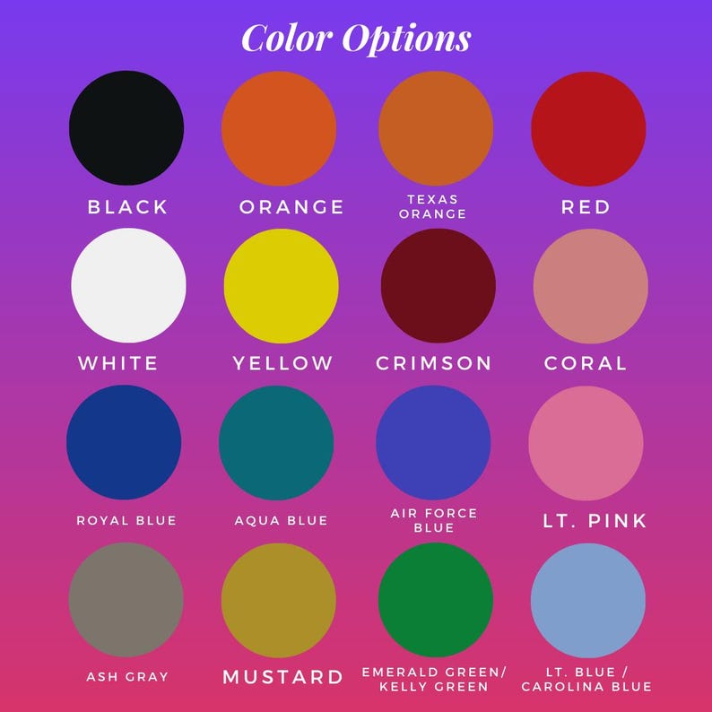 Color options for mini T-shirts showcasing 16 vibrant shades including red, yellow, black, and aqua blue. Perfect for dolls, bears, and craft projects.